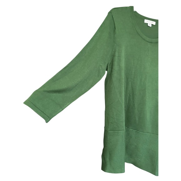99 Jane Street Womens XL Forest Green Asymmetrical Button Side Ribbed Knit Top - Picture 2 of 7
